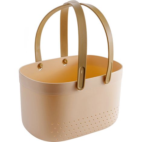 Panier de douche / panier de toilette portable – Grand format – Rose – Avec trous de ventilation (1/5)