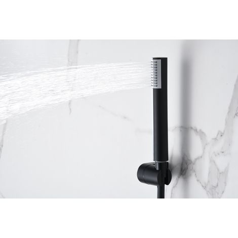 Ensemble de douche avec thermostat  Modèle GÉNOVA  Couleur noire [ IMEX® ]