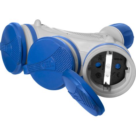 Répartiteur Schuko à trois voies IP44 3X2P+Z 16A 250V gris-bleu (1/5)