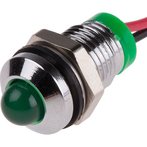 Voyant LED lumineux Vert RS PRO, dia. 8mm, 2V c.c., IP67 ( Prix pour 1 ) (1/2)