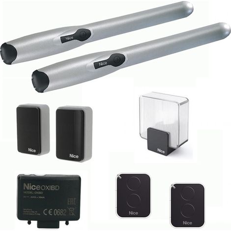 Nice – Kit de motorisation pour portail battant jusqu'à 2m et 400Kg – Moteur 24V avec débrayage à clé – Compatible avec alimentation solaire Solemyo (1/6)