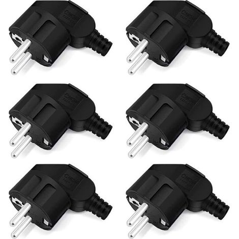 Prise Electrique, 6 Pcs Prise Electrique Male, 250V 16A Fiche Electrique Male, Prise Male Etanche Exterieur, Fiche de Contact d (1/5)