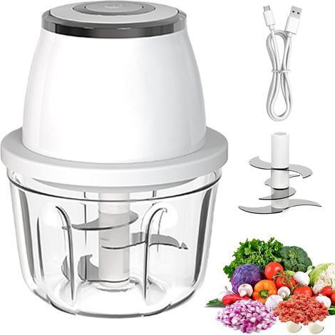 Elektrischer Mini-Zwiebelschneider (350 ml), kabellos, USB-Ladefunktion, tragbarer kleiner Zwiebelschneider für Obst, Nüsse, Fleisch, Knoblauch und Chili (1/5)