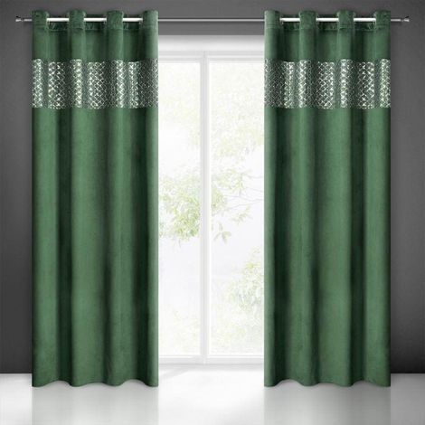 PRÊT RIDEAU MARGOT 140 X 250 CM VERT FONCÉ (1/5)