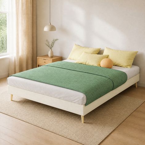 MEUBLIV Estructura de cama 140x200 cm beige con base baja, sin colchón (1/5)