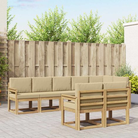 vidaXL Outdoor-Sofagarnitur 8 Stk. Weiß und Beige Polyester (1/5)