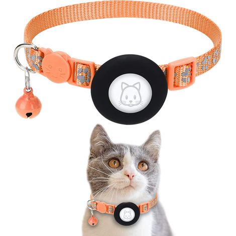 Étui pour collier de suivi avec clochette, boucle de sécurité réfléchissante et réglable, compatible avec les petits animaux, couleur orange, 1 pièce (1/5)