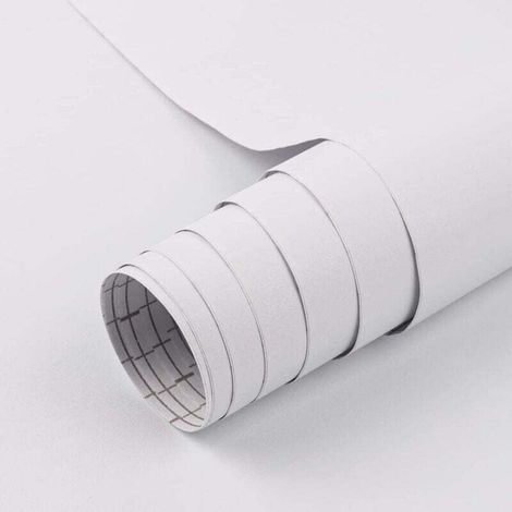 Blanc Mat Contact Papier Peel and Stick 45cmx200cm Papier Peint Blanc Solide Texturé Film Vinyle Décoratif Autocollant pour Comptoir Armoires Rénovation Meubles Décoration Murale Recouvrement (1/4)