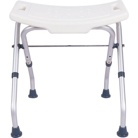 Tabouret de douche pliable réglable 3 hauteurs (44-48cm) en aluminium et PE - Siège de bain antidérapant pour seniors et femme enceinte (1/4)