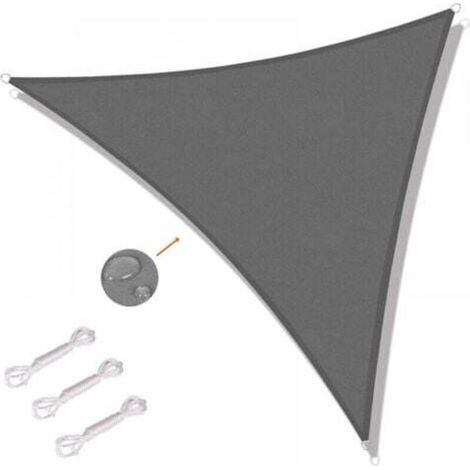 Dreieckiges Sonnensegel 5 x 5 x 5 m, Sonnenschutz für Terrasse und Garten, UV-Schutz, Grau