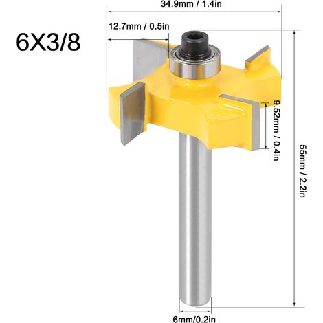 4-schneidiger 6x3/8 Hartmetall-Nutfräser für Holz - Professionelles Fräswerkzeug (1/5)