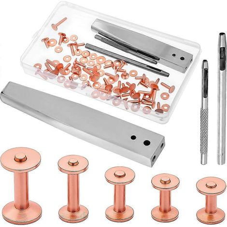 103 rivets et fraises en cuivre, outil de pose de rivets pour cuir, rondelles et fraises en cuivre pour le cuir (1/5)