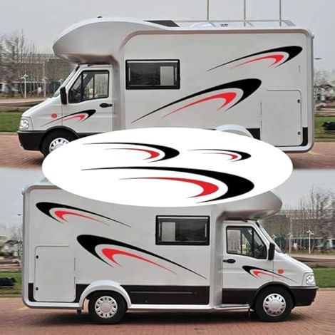 Lot de 6 autocollants en vinyle à rayures graphiques, grands autocollants en vinyle pour camping-car, caravane ou remorque (1/3)