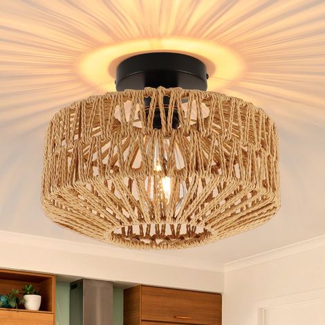 Plafonnier en rotin, lustre bohème, suspension de style industriel, lustre de plafond de style Wabi-sabi pour ferme, chambre, couloir, entrée, cuisine (1/5)