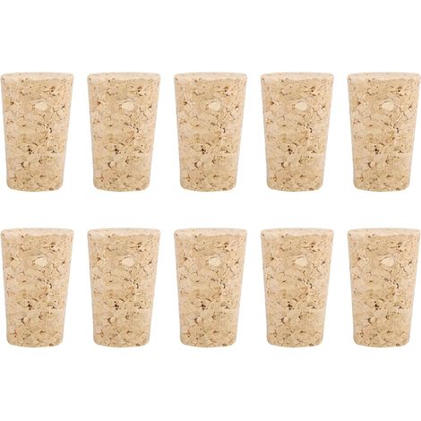 10 bouchons liège, bois, naturels, coniques, pour vin et bière (1/5)