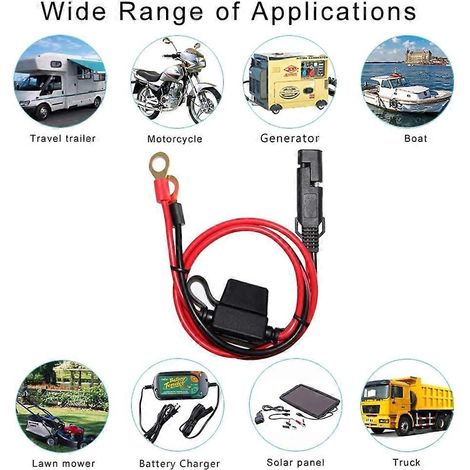 Porte-fusibles de qualité industrielle, fil 10AWG avec cosses à œillet et connecteurs 45A (1/4)
