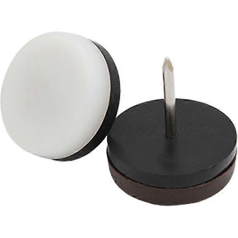 Patins ronds en téflon pour meubles, roulettes en téflon avec clous, roulettes de chaise, patins antidérapants pour pieds de canapé, couleur macaron marron/blanc. (1/5)