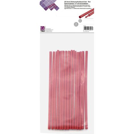 ASSORTIMENT DE GAINES THERMORÉTRACTABLES 3:1 TRU COMPONENTS ROUGE Ø AVANT RETREINT: 3 MM 15 PC(S) (1/3)