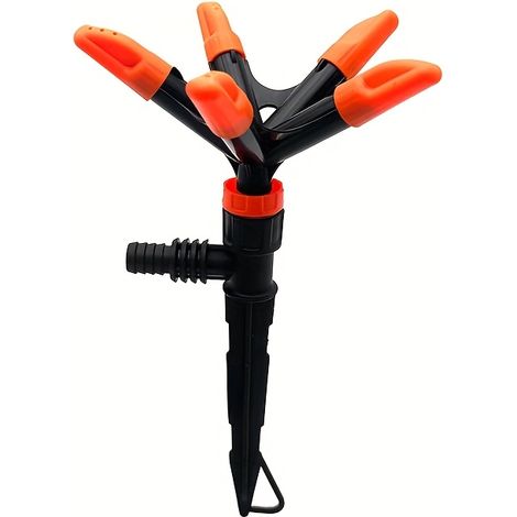 1 pièce Arroseur de pelouse pivotant à 360° avec buse réglable, système d'irrigation automatique Trident, design à base H pour une large couverture (1/5)