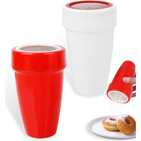 Tamis Farine Cuisine Saupoudreuse Sucre Glace Secoueur Tamiseur pour Rangement Epices Poudre De Chocol 2 Pièces (1/5)