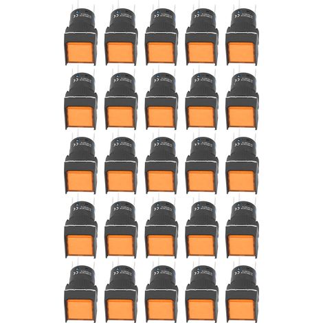 Lot de 25 interrupteurs à bouton-poussoir carrés autobloquants avec voyant lumineux, 16 mm, 220 V, 5A, jaune (1/5)