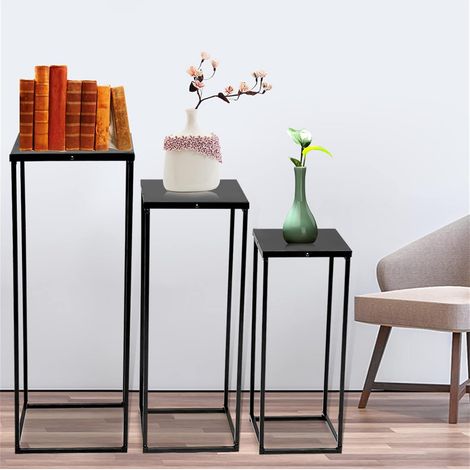 3 Stück Blumenständer Quadrat Dekoständer Metall Blumensäule Schwarz Pflanzenständer Blumentopf Ständer Geeignet für Fensterdekoration Themendekoration Heimdekoration usw (1/5)