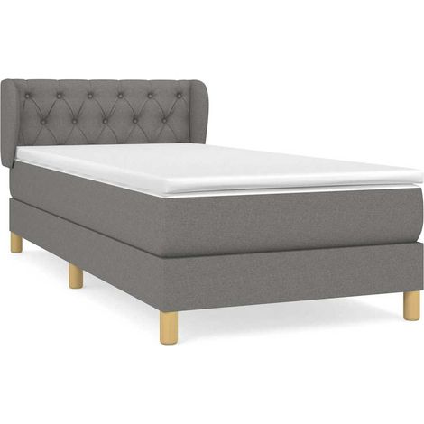 Maison Exclusive - Sommier à lattes de lit avec matelas Gris foncé 80x200 cm Tissu (1/5)
