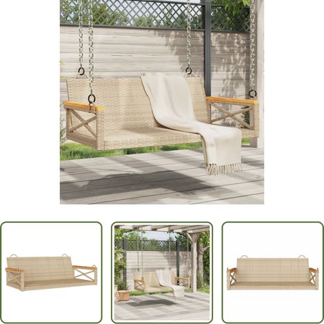 Schaukelbank - Hängebank Beige 109x62x40 cm Poly Rattan (1/5)