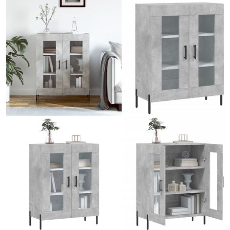 Buffet gris béton 69,5x34x90 cm bois d'ingénierie - Buffet - Meuble De Rangement - Armoire - Commode - Mobilier - Home & Living (1/5)