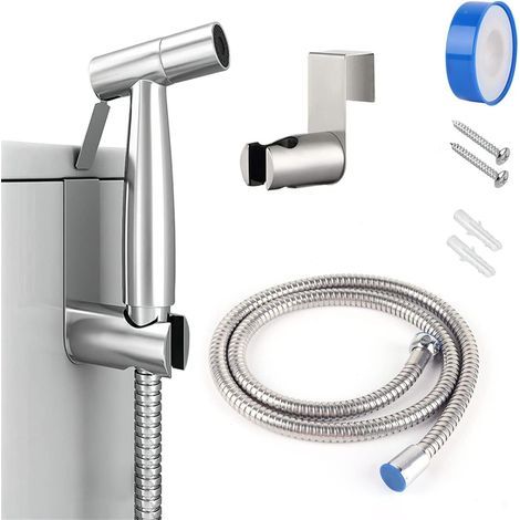 Rociador para inodoro, kit de rociador de bidé de acero inoxidable, rociador de bidé con presión de agua ajustable para el cuidado personal/limpieza del inodoro. (1/5)
