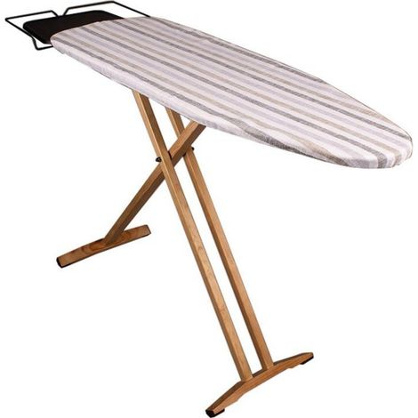 Kitchen Move – Table à repasser en bois massif 130x47cm – Repose-fer large – Hauteur réglable jusqu'à 92cm – Pieds antidérapants pour stabilité