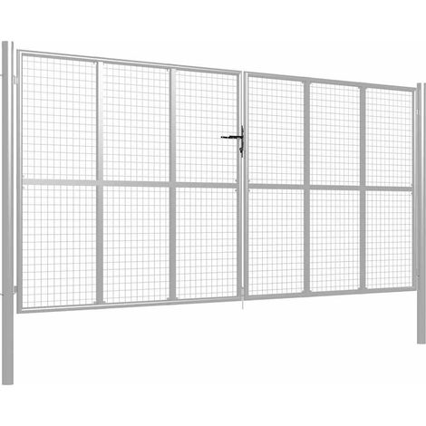 Maison Exclusive - Gartentor verzinkter Stahl 400 x 175 cm Silber