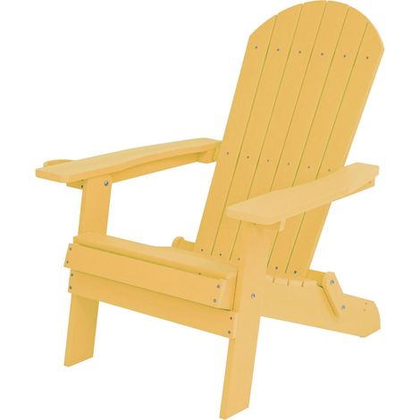Axi Claire Chaise Adirondack, Transat Plastique, Jaune Chaise De Jardin, 1 Personne /Fauteuil Exterieur/Chaise Exterieur Transat À Dossier Haut - 84,5 X 77 X 95,5 Cm