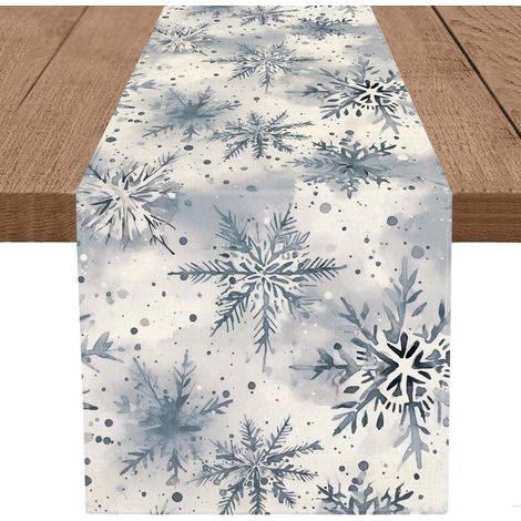 Runner De Table Noel Flocon De Neige - 13 x 36 Pouces - Décoration De Table Pour Cuisine Salle À Manger - Polyester 100 % - 1 Pièce