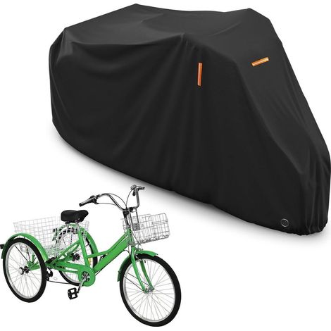 Housse de tricycle adulte Premium - imperméable, protection complète du tricycle - avec trous de verrouillage et sac de rangement - pour 1-3 vélos - convient aux VTT et vélos de course - noir - 191x77