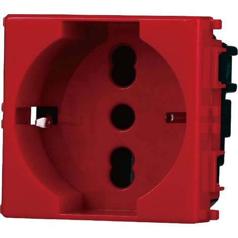 Presa schuko compatibile Vimar Plana 2P+T 10/16A 250V colore rosso Ettroit EV2116 (1/4)