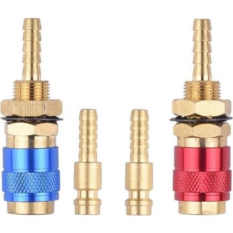 DOLASO 2 Stück 6 mm luftgekühlter Gasanschluss-Adapter für WIG-Schweißbuchse, blau + rot (1/5)