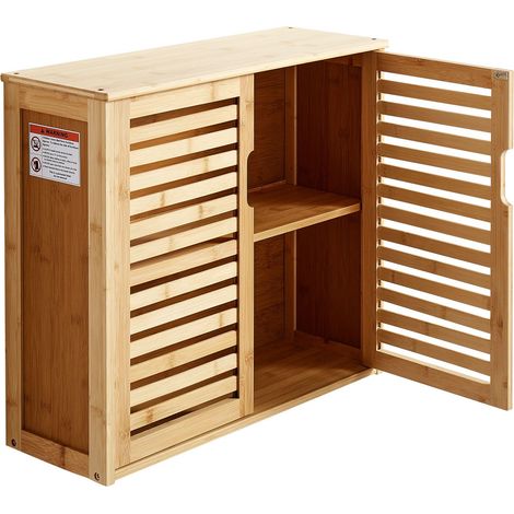 Badezimmer-Wandschrank mit 2 Türen und 3 verstellbaren Einlegeböden, wandmontiertes Aufbewahrungsmöbel für über der Toilette, Wandorganizer mit Regalen für Waschküche, Küche oder Toilette. (1/5)