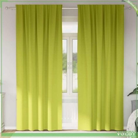4107502 Rideaux occultants avec anneaux 2 pcs Vert 260 x 140 cm (1/5)