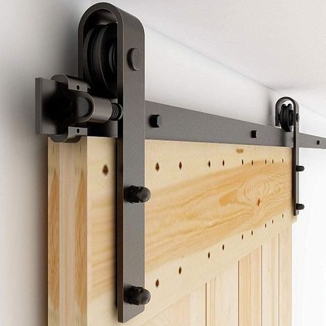 Sliding Door Hardware Kit, Carbon Steel Rail, POM Rollers, For 61cm Doors (1/5)