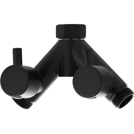 Bardusch Vanne de douche noire avec interrupteur d'arrêt en laiton G 1/2 Tuyau Y Diviseur pour bras de douche (1/5)