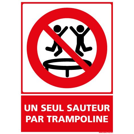 PANNEAU UN SEUL SAUTEUR PAR TRAMPOLINE (D1166) - Adhésif - 75 x 105 mm