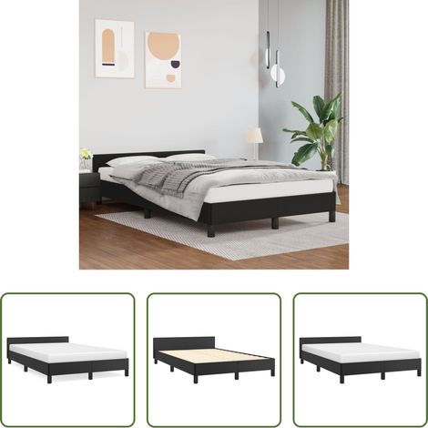 Kunstlederbett - Bettgestell ohne Matratze Schwarz 120x190 cm Kunstleder (1/5)