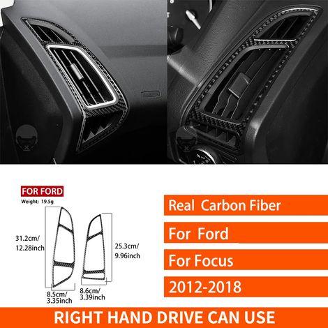 (14 RHD) Convient aux Ford Focus SE RS ST Ecoboost 2015-2018. Autocollants décoratifs en fibre de carbone véritable pour autoradio central, lecteur CD et panneau de porte. (1/4)