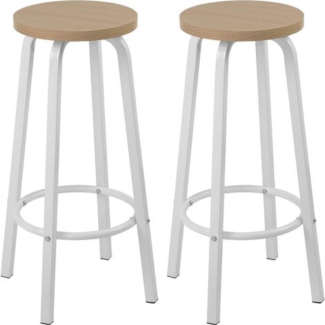 WOLTU Set di 2 sgabelli da bar bistrot - Seduta in MDF - Struttura in metallo - Sgabello da cucina - 30 x 30 x 72 cm - Rovere chiaro