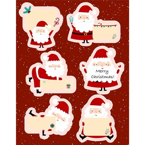 120Pcs Étiquette Autocollant Noël 6 Formes Père Noël Sticker Auto-adhésif Décoration pour Emballage Sac Cadeau Carte Enveloppe (1/5)