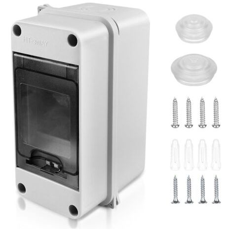 Coffret électrique étanche extérieur IP65 – 1 rangée – 3 modules pour disjoncteur mural – Montage mural en saillie – ABS résistant aux chocs