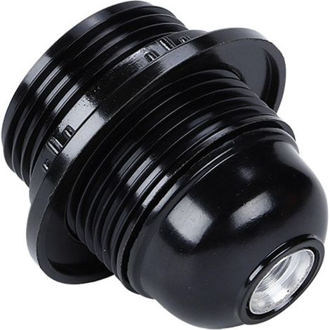 Vintage Black Bakelite E27 Lamp Holder with Shade Ring Adapter - Energy Class A Edison Screw Socket for Table & Ceiling Pendant Light Fittings, DIY Bulb Holder Kit (ES E27 Compatible) (1/5)