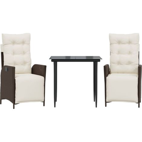 Maison Exclusive - Set da Pranzo da Giardino 3pz con Cuscini in Polyrattan Marrone (1/5)