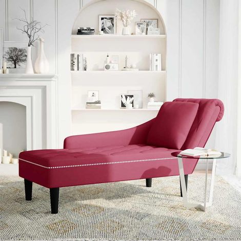 Fauteuil de Salon,Chaise,Fauteuil long avec coussin et accoudoir droit rouge bordeaux CFW419524 (1/5)